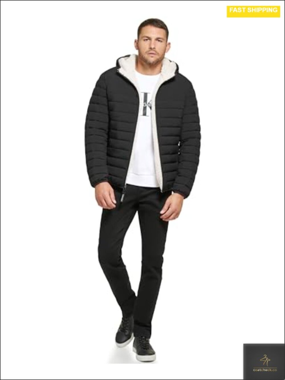 Calvin Klein Men's Lightweight Packable Down Jacket Sherpa Lining